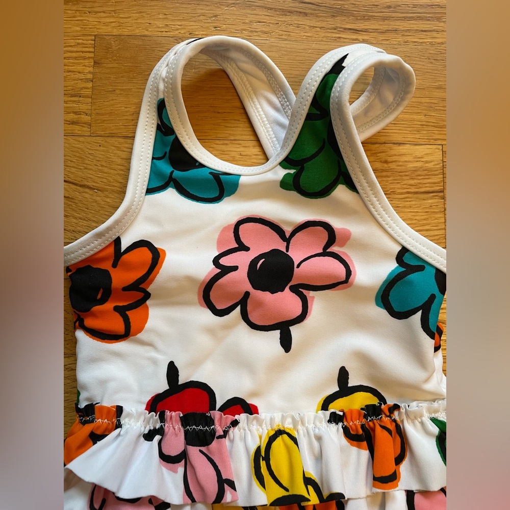 Hanna Andersson Baby Multi-Colored Floral One Piece Swimsuit with Ruffles - Picture 2 of 8